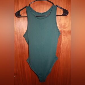 SEA GREEN COTTON RACER BODYSUIT SIZE SMALL